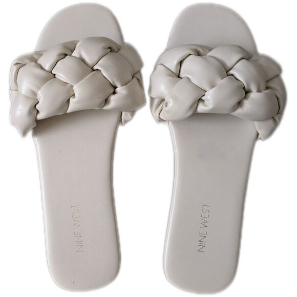 Nine West braided woven sandal slides, flat summer shoes, size 9.5 - Picture 2 of 4